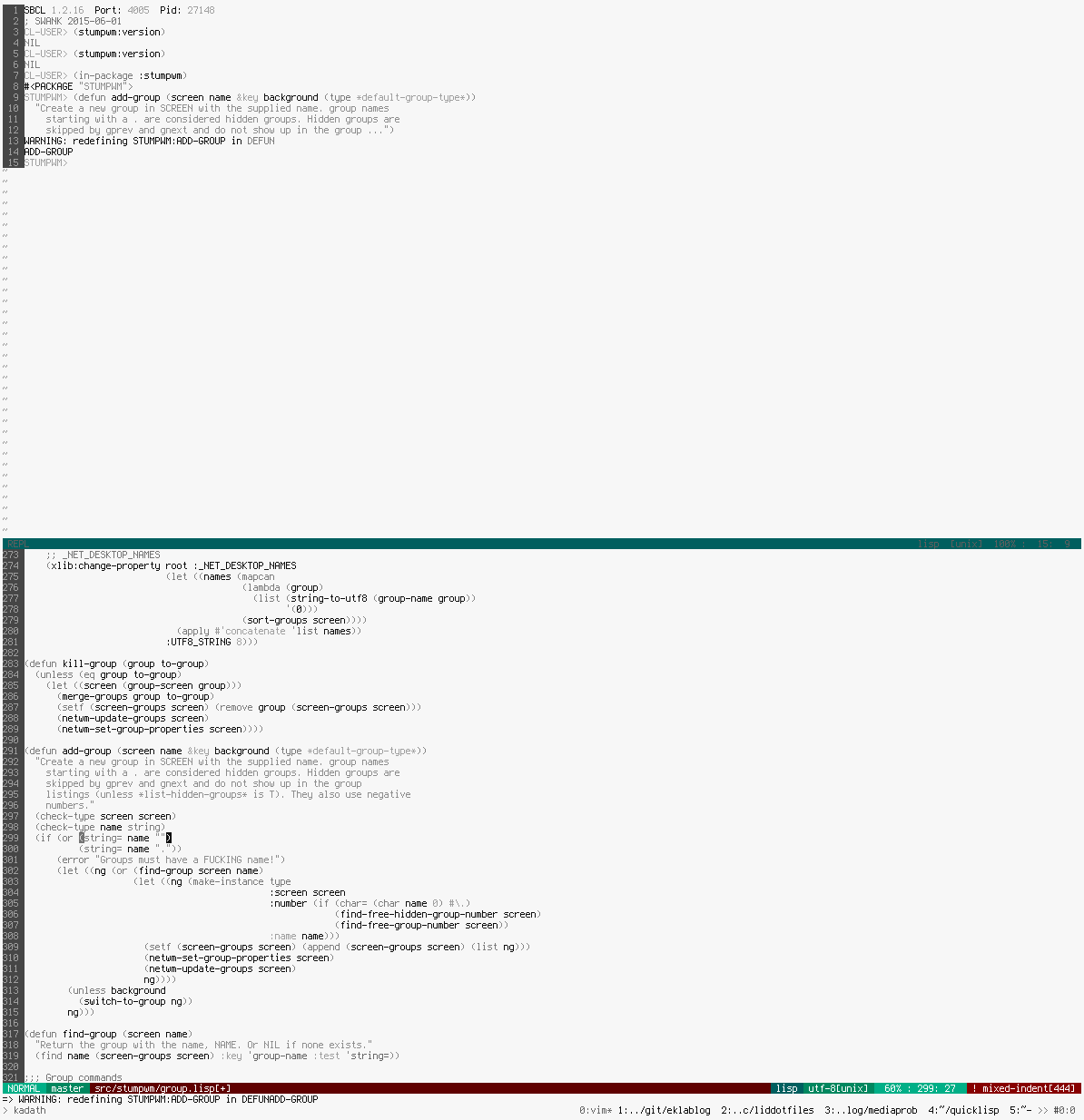 Slimv: REPL Common Lisp pour ViM