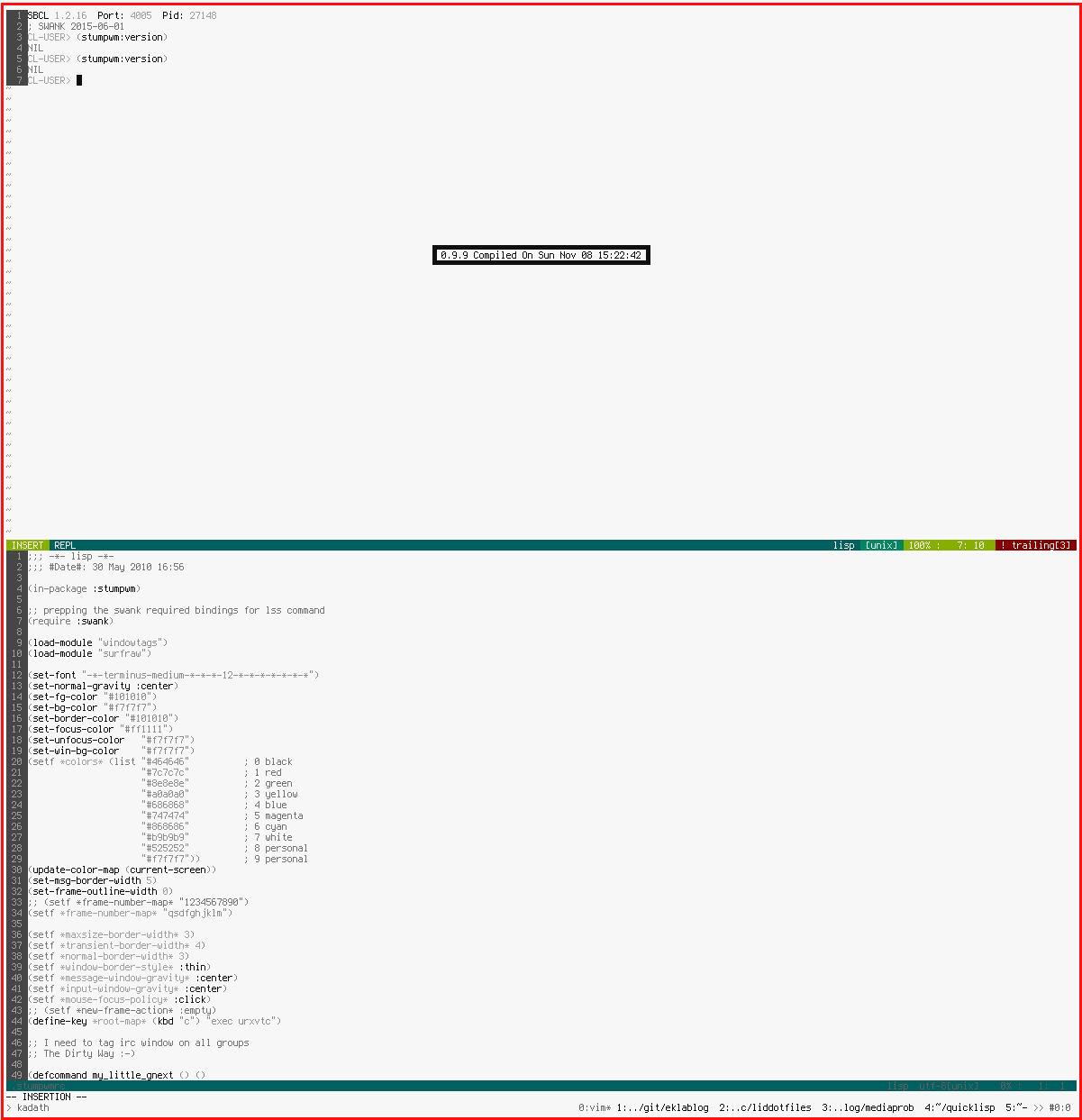 Slimv: REPL Common Lisp pour ViM